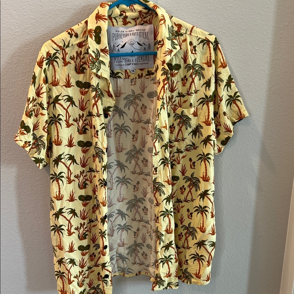 Poler Yellow Tropical Print Men's Shirt